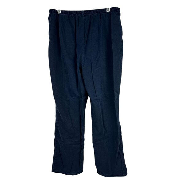 Chic Navy Blue Pants Womens Size 18 Cotton Pull On Elastic Waist Straight Leg - Picture 2 of 5